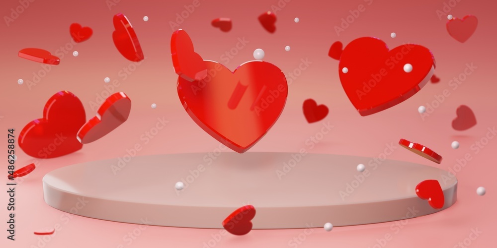 Hearts And Pearls on a pink background Hearts And Pearls on a pink background