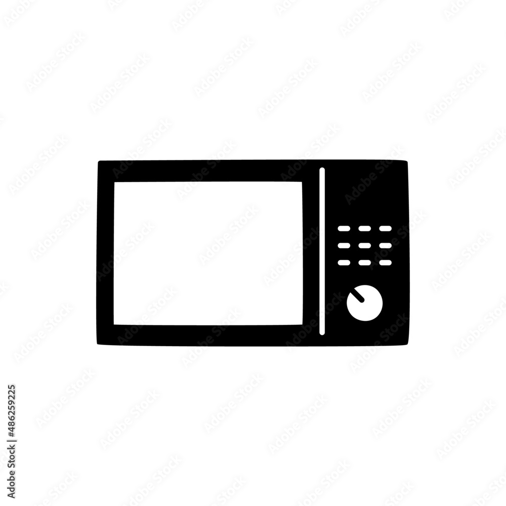 Microwave Icon in black flat glyph, filled style isolated on white background Microwave Icon in black flat glyph, filled style isolated on white background