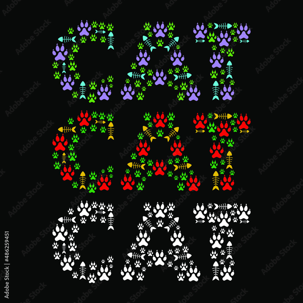 Cat T-Shirt, Cat graphic design typography, Cat vintage t-shirt, Cat colorful t-shirt design.