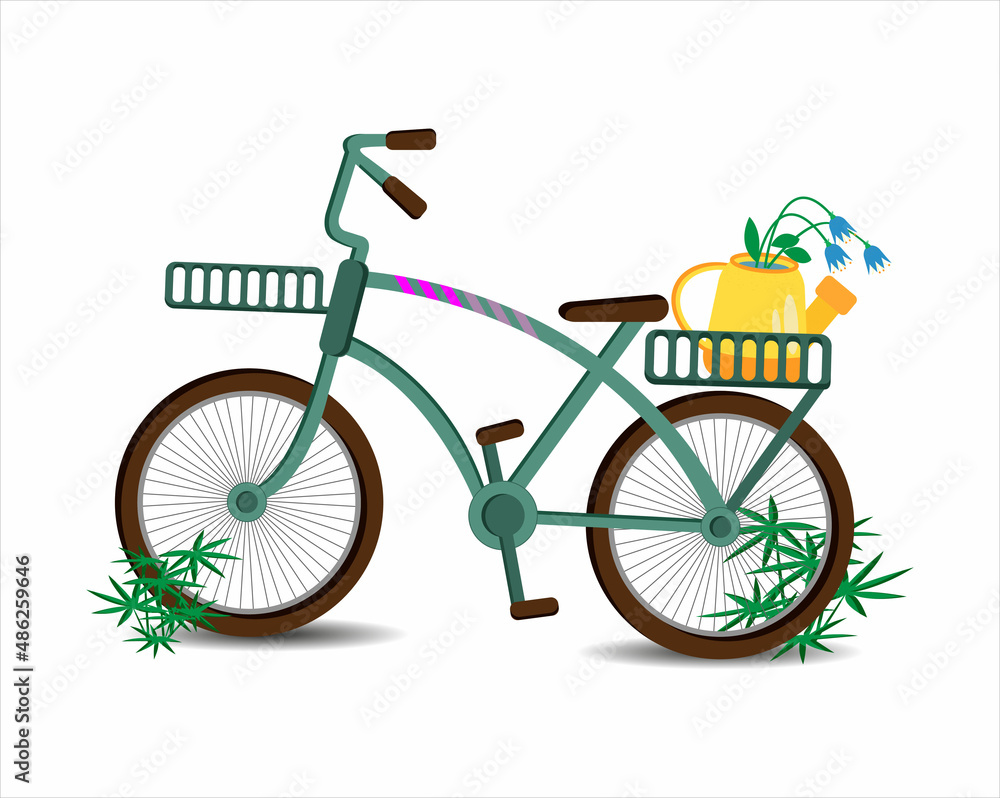 Stylish bicycle with a basket. Vector illustration.
Stylish