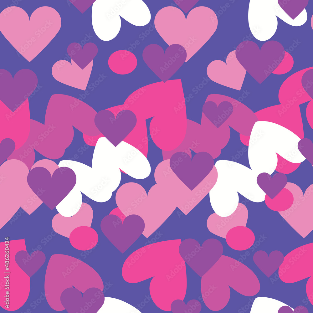 Heart. Seamless pattern of pink hearts for the holidays of st. Valentine, love, women's day, for packaging, wallpaper, decorations. Vector image. Heart. Seamless pattern of pink hearts for the holidays of st. Valentine, love, women's day, for packaging, wallpaper, decorations. Vector image.