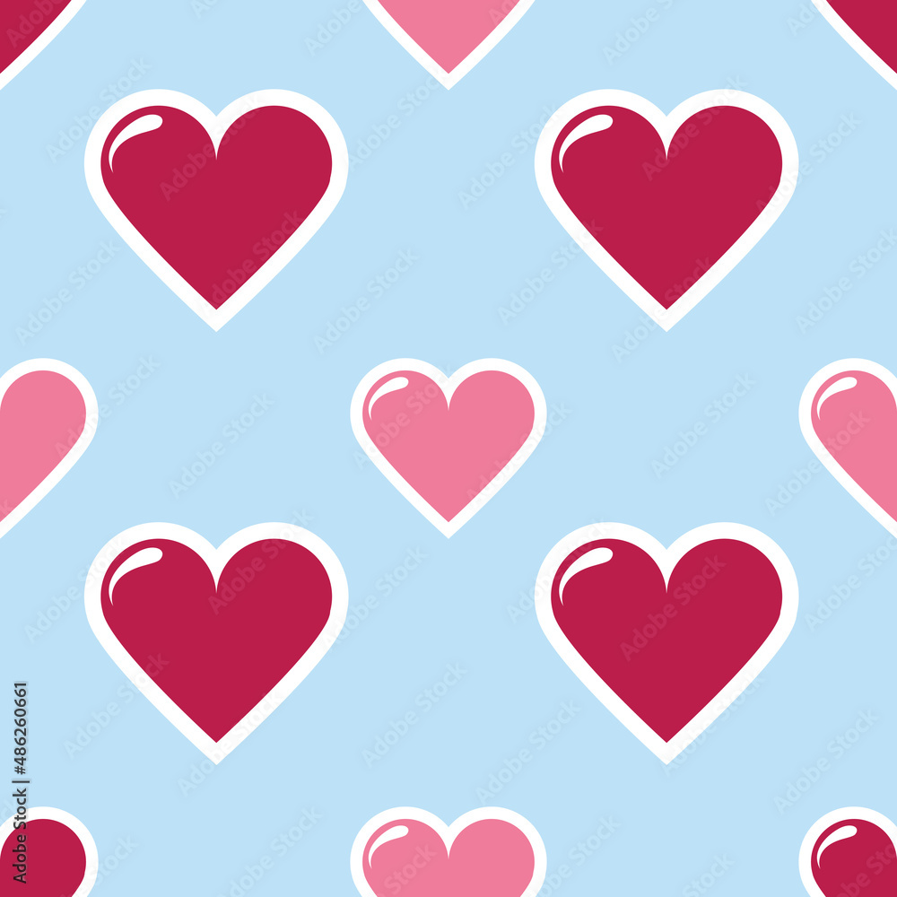Hearts. Happy Birthday. Seamless pattern for the holiday, celebration, wedding. Vector image.