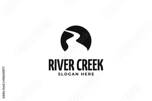 Rounded river creek logo design vector