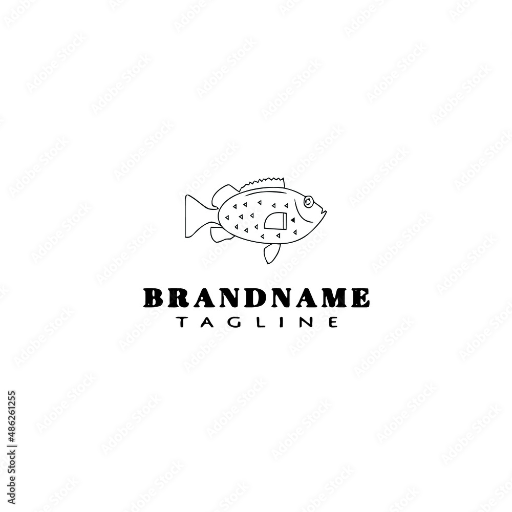 animal fish cartoon logo template icon design black isolated vector illustration animal fish cartoon logo template icon design black isolated vector illustration
