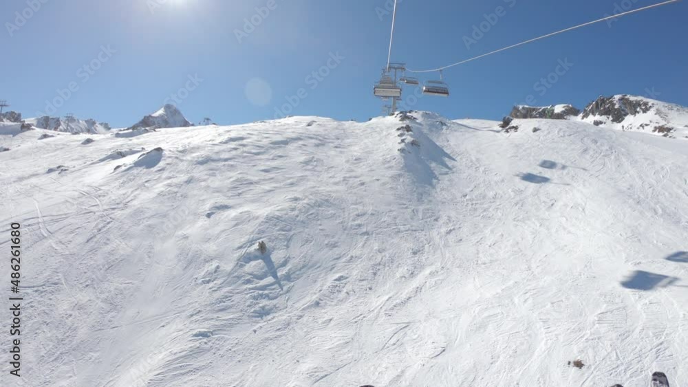 ride on a cable car on a snowy ski slope