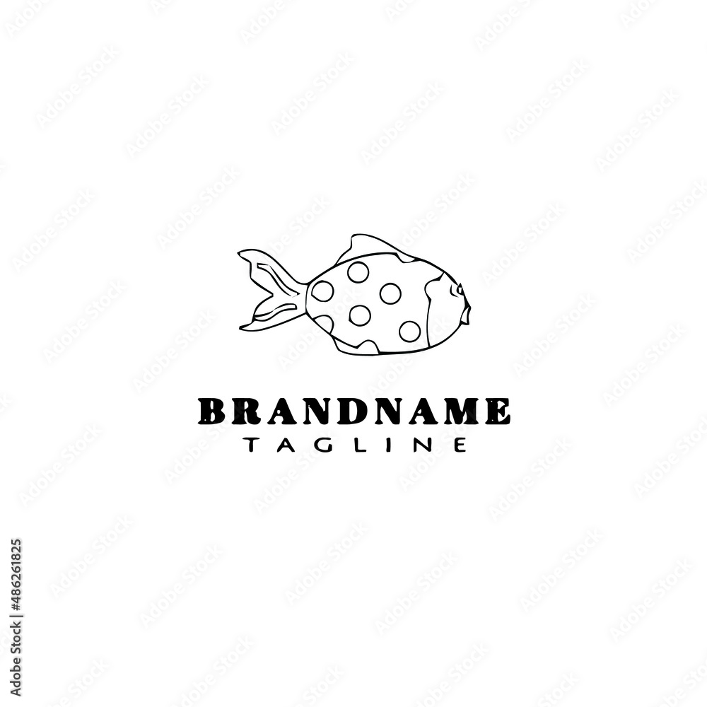 animal fish cartoon logo template icon design black isolated vector illustration