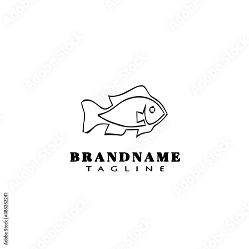 animal fish cartoon logo template icon design black isolated vector illustration © darul