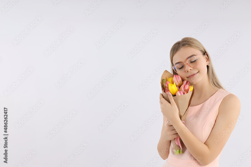 Concept of International Women's Day with young woman Concept of International Women's Day with young woman