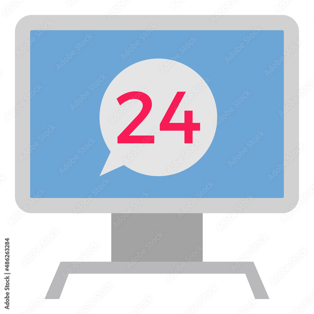 24 Hours Service - Flat color icon. 24 Hours Service - Flat color icon.