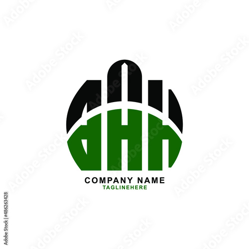 BAH letter design. BAH letter logo design with white background. BAH creative letter logo with two colors.
