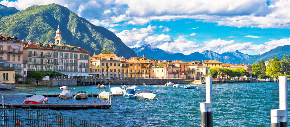 Town of Menaggio on Como lake waterfront panoramic view