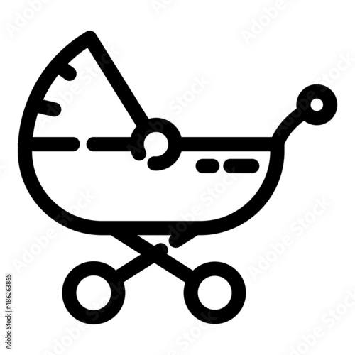 Baby Carriage Flat Icon Isolated On White Background