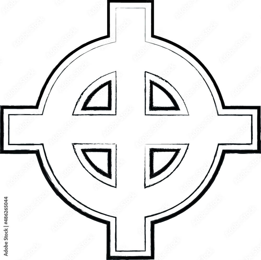 Celtic cross vector illustration, cross silhouette isolated over white background