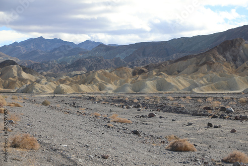 A beautiful shot of a landscape in Death Valey under the cloudy skies photo