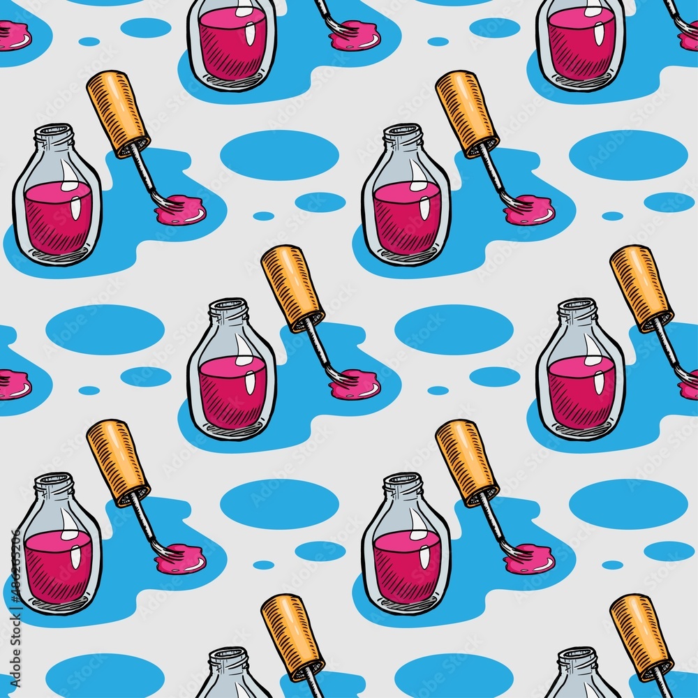 nail polish sketch vector seamless pattern nail polish sketch vector seamless pattern