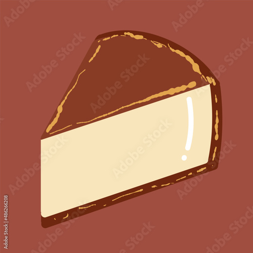 Basque cheesecake. Hand drawn vector isolated on light brown background