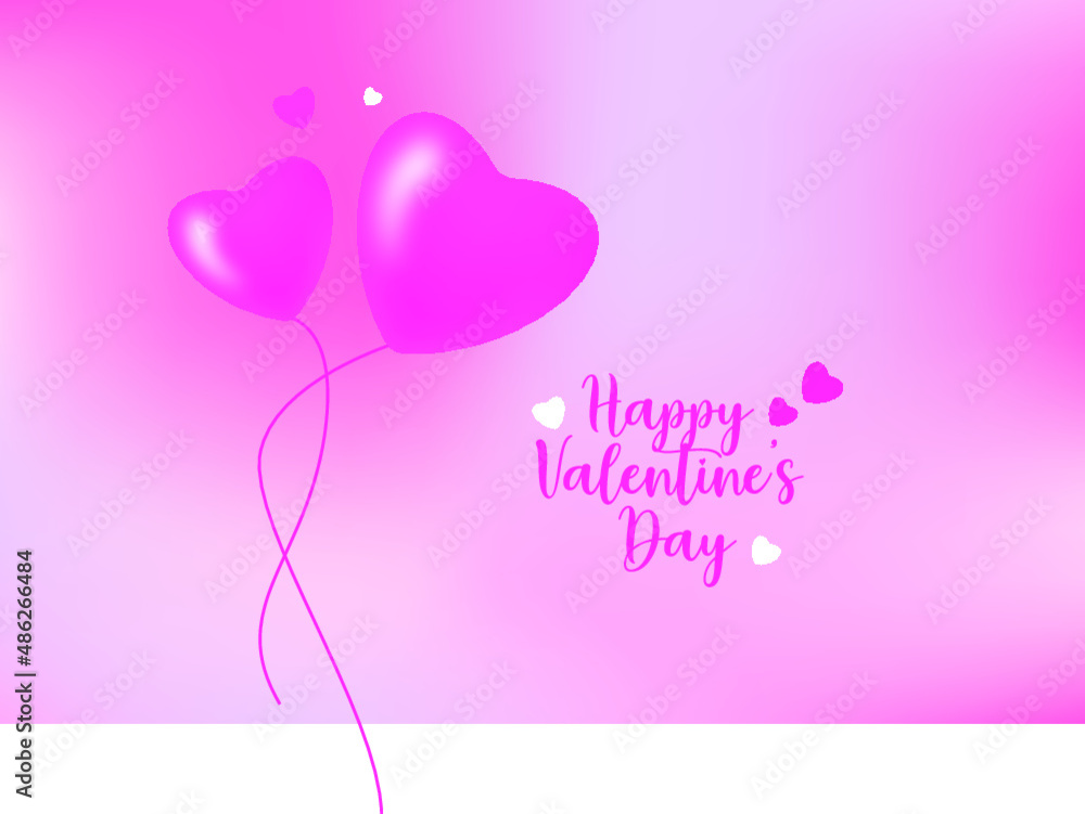 happy valentines day card with 3D balloons