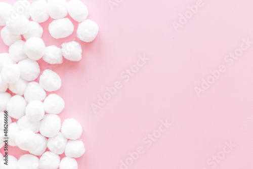 Cosmetic makeup remover supplies - cotton balls , top view