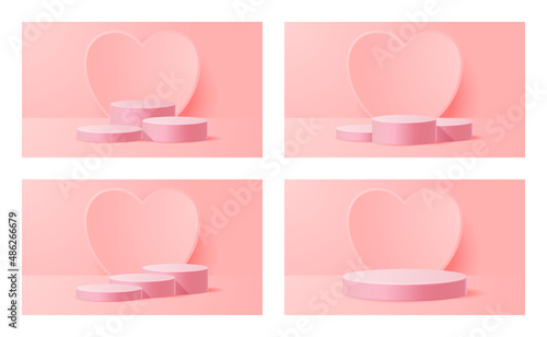 Valentine's day 3D podium product presentation for banner, advertising, and business. vector illustration © Sleeping Carbuncle