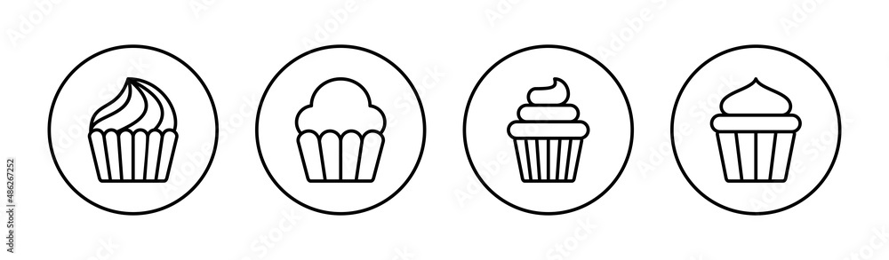 Cup cake icons set. Cup cake sign and symbol