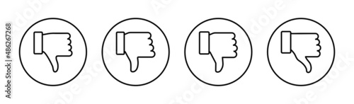 Dislike icons set. dislike sign and symbol. Hand with thumb down