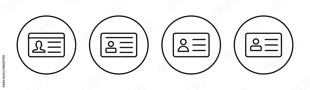 License icons set. ID card icon. driver license, staff identification card License icons set. ID card icon. driver license, staff identification card