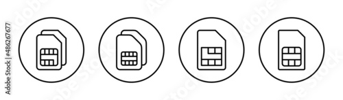 Sim card icons set. dual sim card sign and symbol