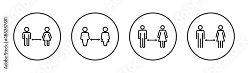 Social distancings set. social distance sign and symbol. self quarantine sign