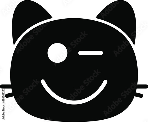 cat winking face Glyph Icon