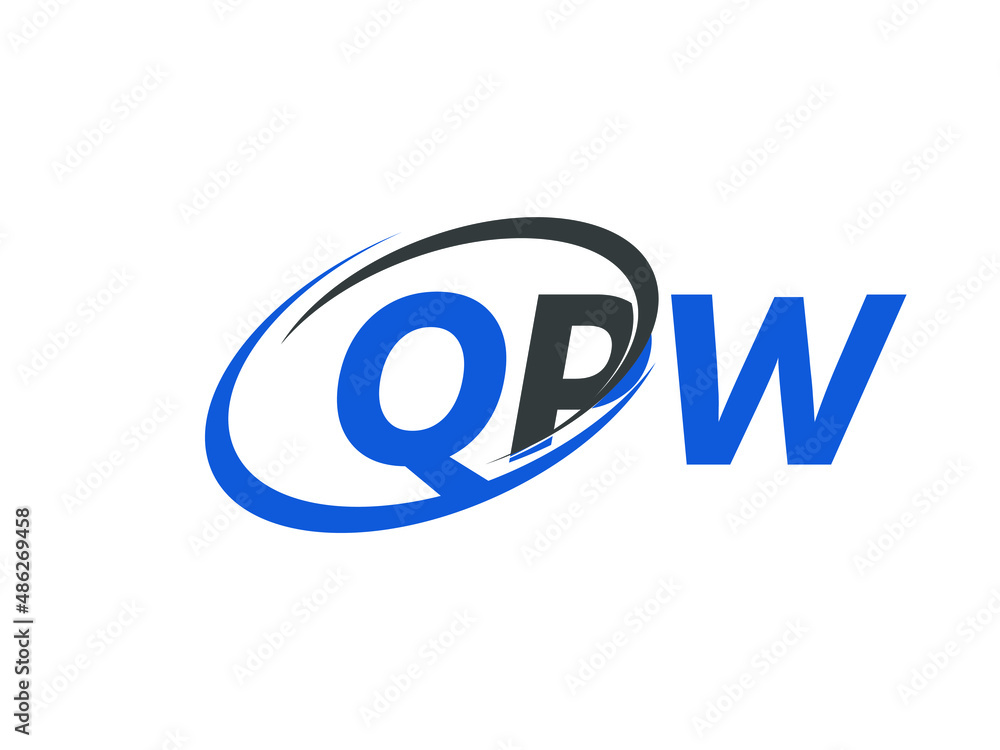 QPW letter creative modern elegant swoosh logo design