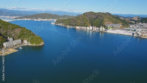 ドローン撮影　晴天の空と海と浦戸湾上空散歩　4K UHD photo