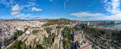 Drone view at the town center of Malaga in Spain
