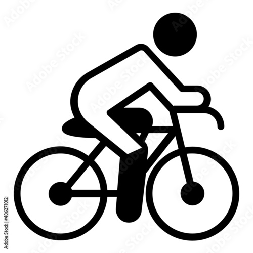 Bicyclists side view Concept, Bike with Rider Vector Glyph Icon Design,Cycling Sport Symbol, Bicycling Sign, Biking Equipment Stock Illustration