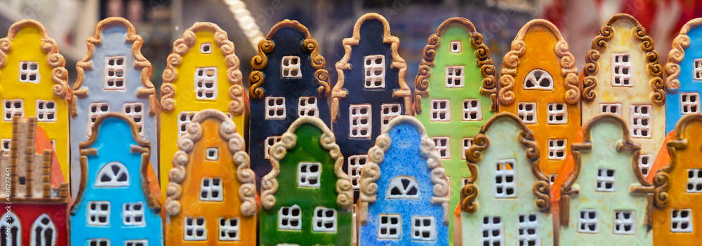 Fototapeta premium Gingerbread in colorful glaze. Souvenir sweets of Gdansk