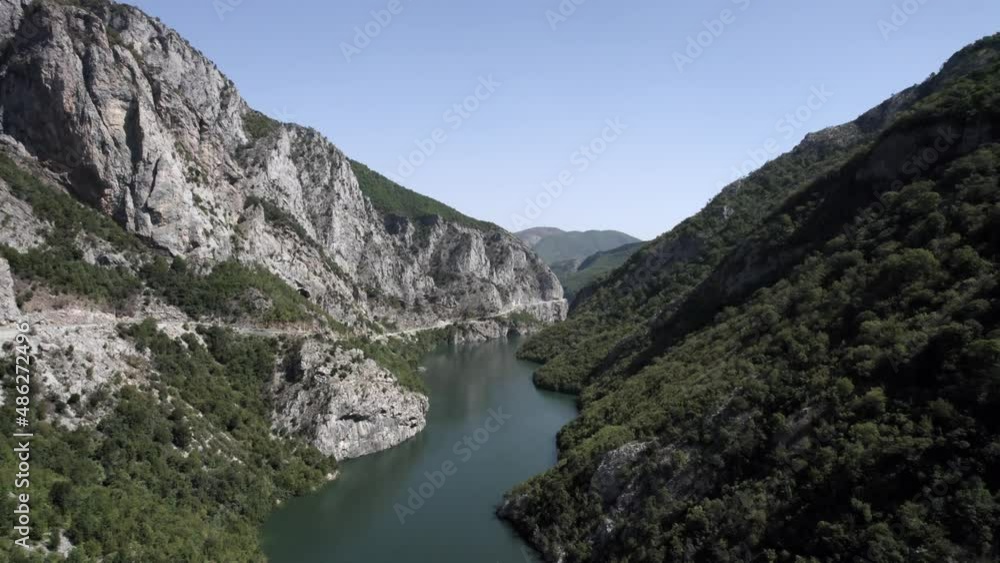 Frontal Drone video of the Drin River at Valbona Pass in Kukes County. Frontal Drone video of the Drin River at Valbona Pass in Kukes County.