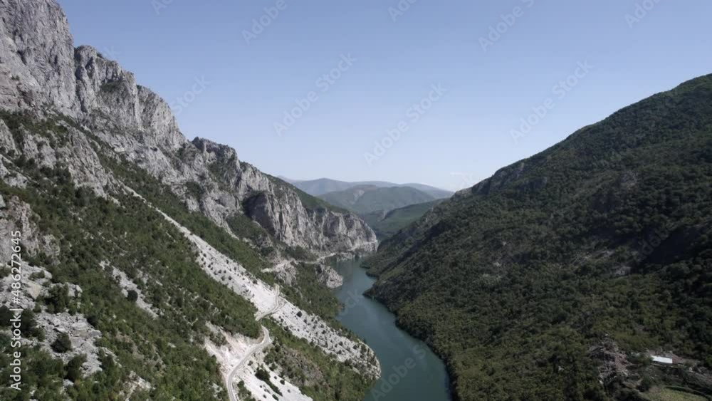 Frontal Drone video of the Drin River at Valbona Pass in Kukes County. Frontal Drone video of the Drin River at Valbona Pass in Kukes County.