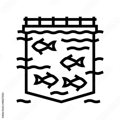 sea cages salmon line icon vector. sea cages salmon sign. isolated contour symbol black illustration