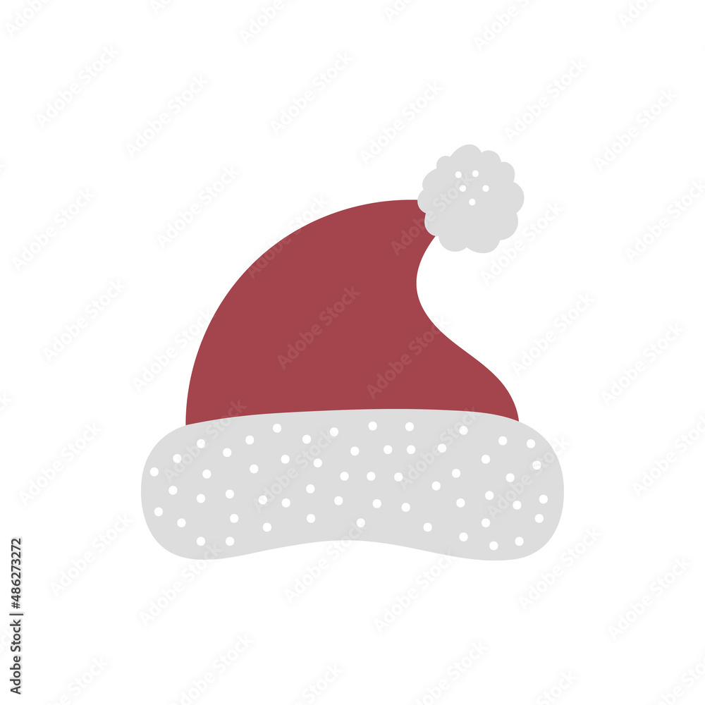 Santa Claus red hat. Vector illustration isolated on white background. Element design for Christmas and New Year poster, card, invitation Santa Claus red hat. Vector illustration isolated on white background. Element design for Christmas and New Year poster, card, invitation