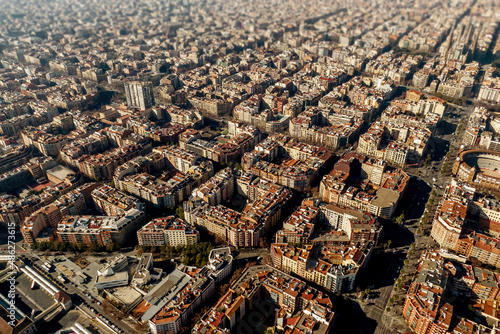 Photography Aerial view of Barcelona quarters.