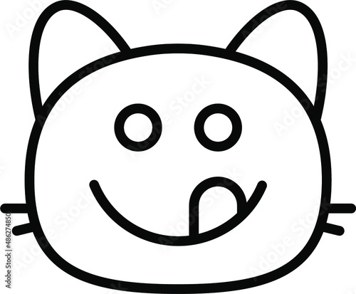 cat yummy Line Icon