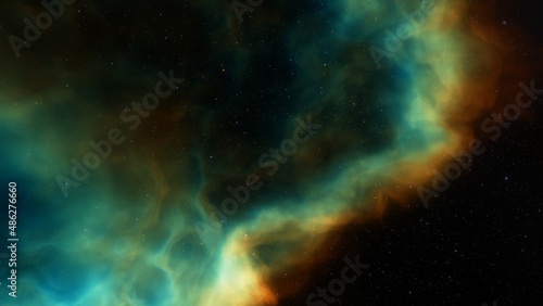 Fototapeta Naklejka Na Ścianę i Meble -  Science fiction illustrarion, deep space nebula, colorful space background with stars 3d render	
