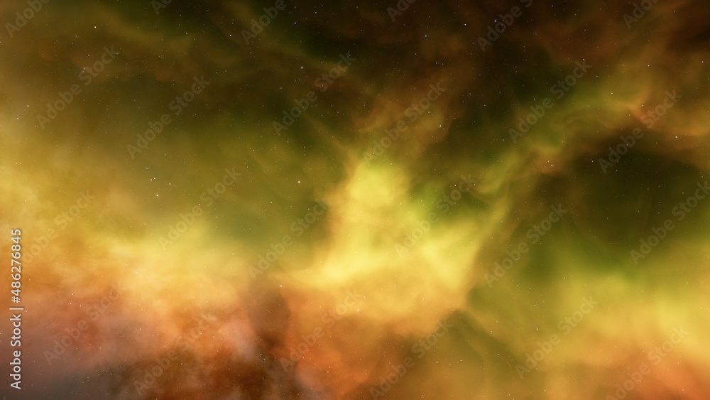 Science fiction illustrarion, deep space nebula, colorful space background with stars 3d render	
