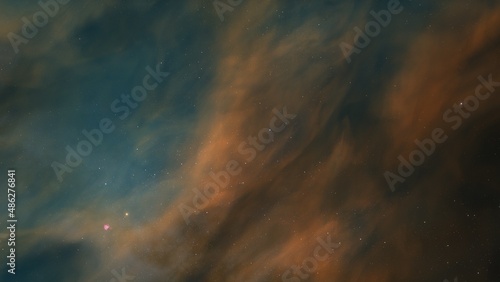 Science fiction illustrarion, deep space nebula, colorful space background with stars 3d render 