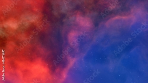 Science fiction illustrarion, deep space nebula, colorful space background with stars 3d render 