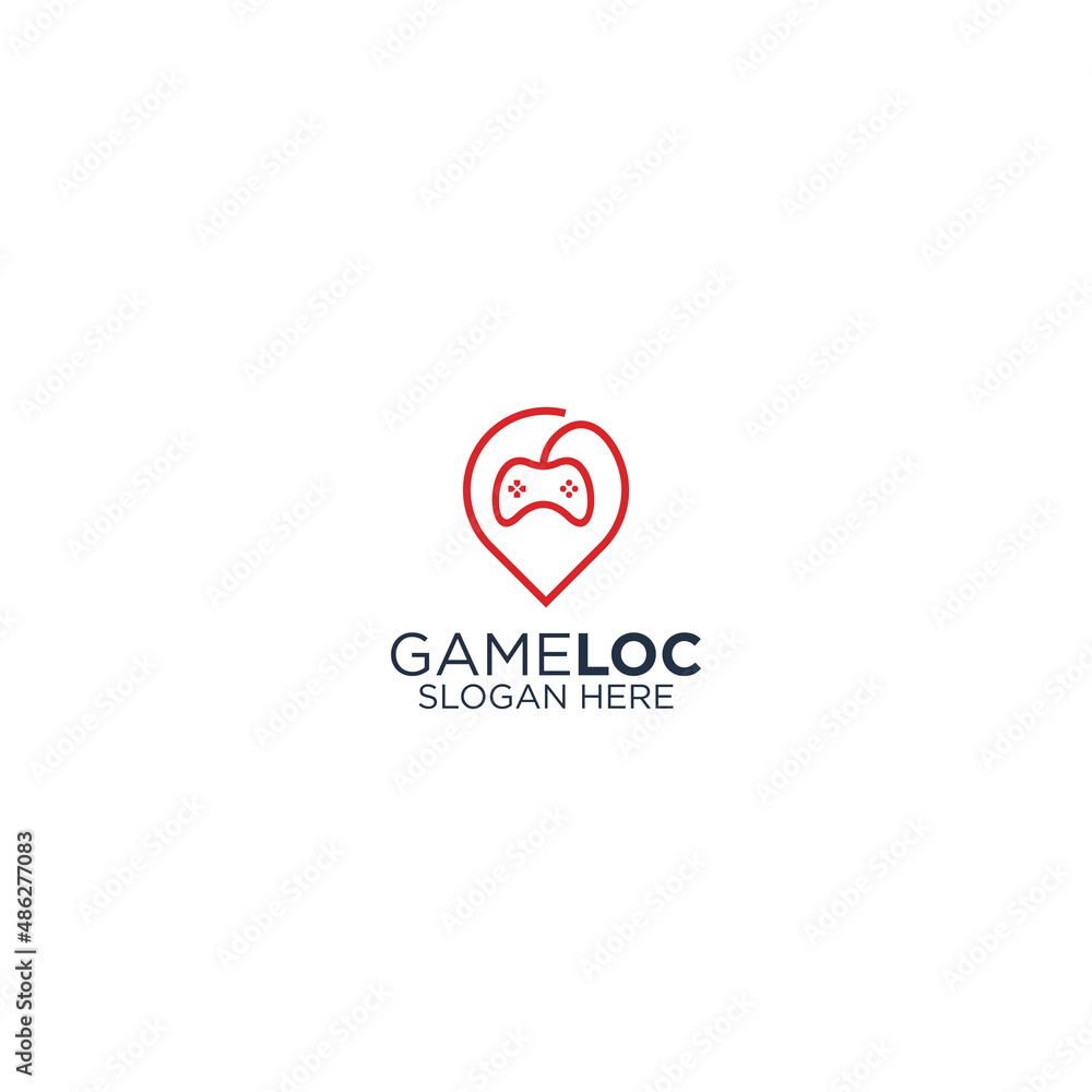 Game location line art logo design template 