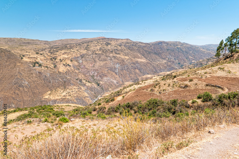 Mountain landscapes of Peru on the way between Nazca and Cusco