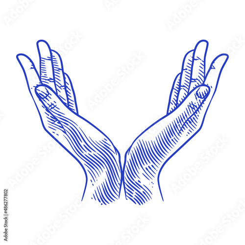 Praying hands line art drawing illustration. Praying hands drawing