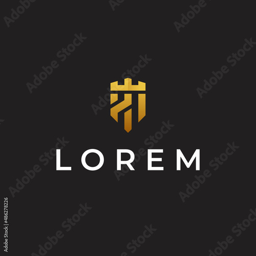 Abstract and Creative Shield and Castle Fortress Logo Concept