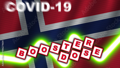 Norway Flag and Covid-19 Booster Dose Title     3D Illustration