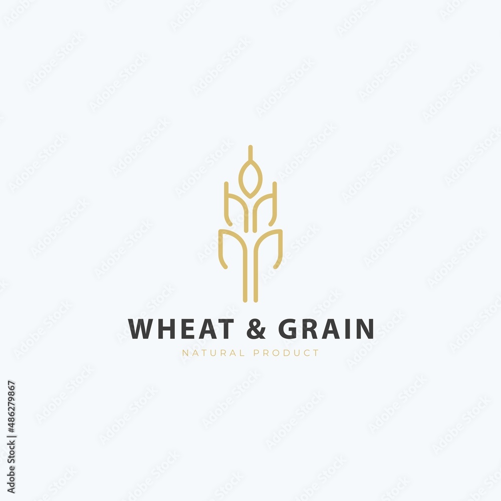Luxury Wheat / grain icon logo vector design. Simple logo for farm, pastry, bakery or food product.